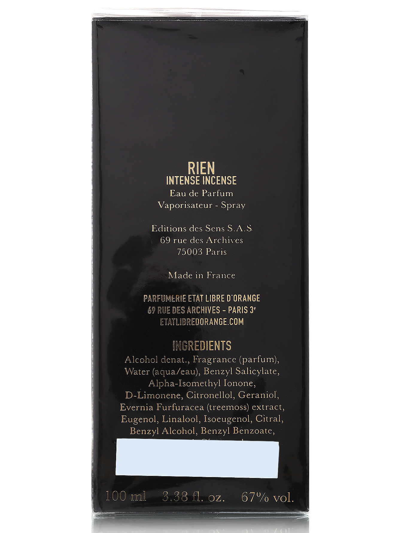  Парфюмерная вода - Rien Intense Incense, 100ml - Модель Верх-Низ