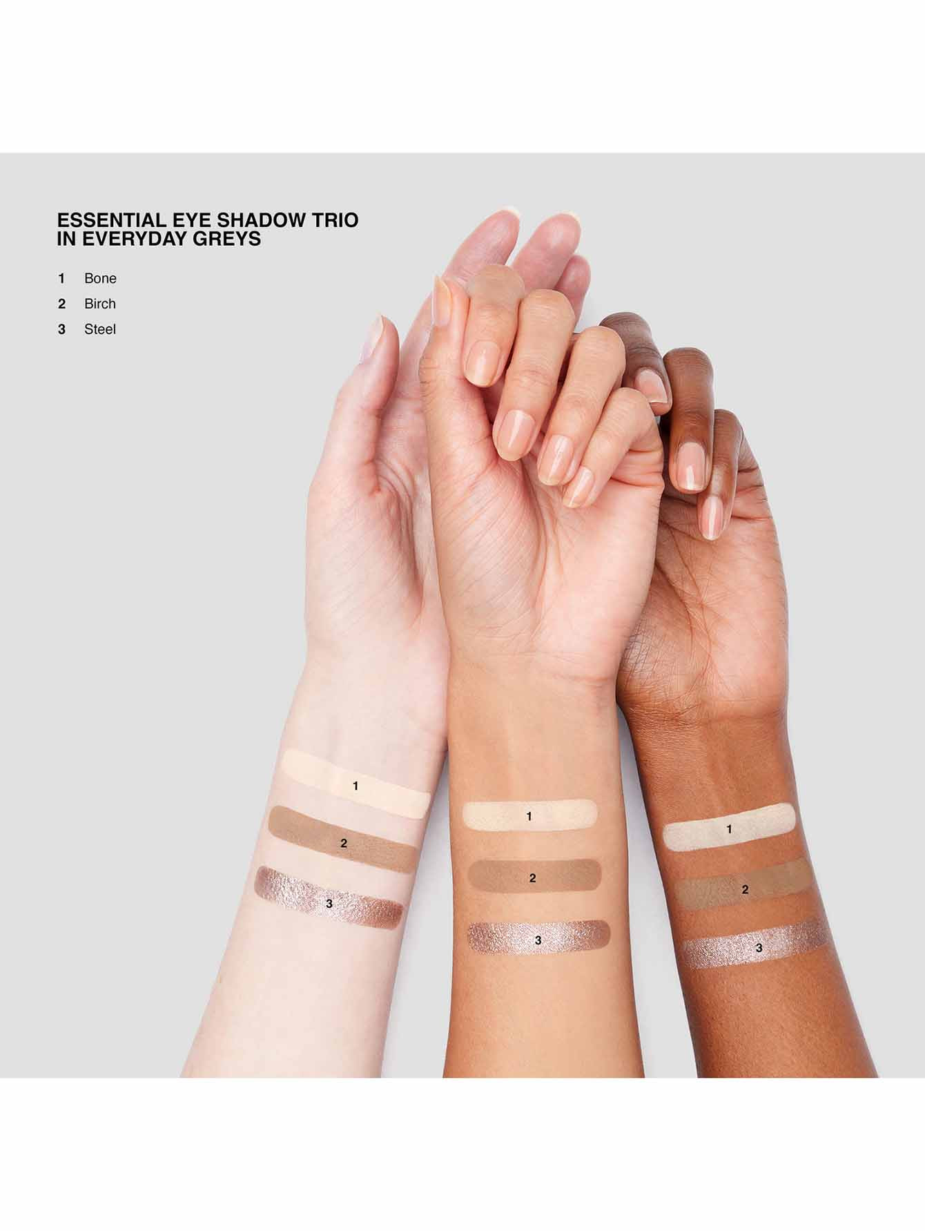 Палетка теней для глаз Essential Eye Shadow Trios, Everyday Greys, 6 г - Обтравка4