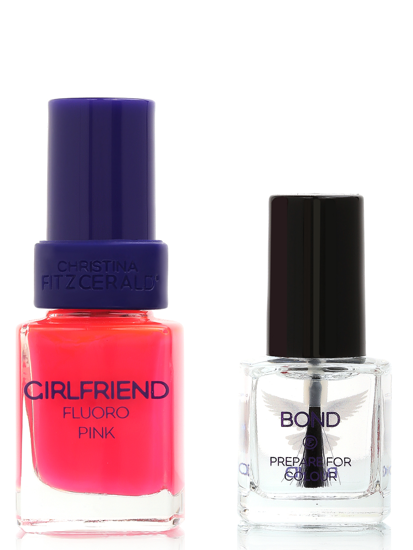  Лак Girlfriend - Fluoro pink + bond-подготовка, Nail Care, 12+9ml - Общий вид