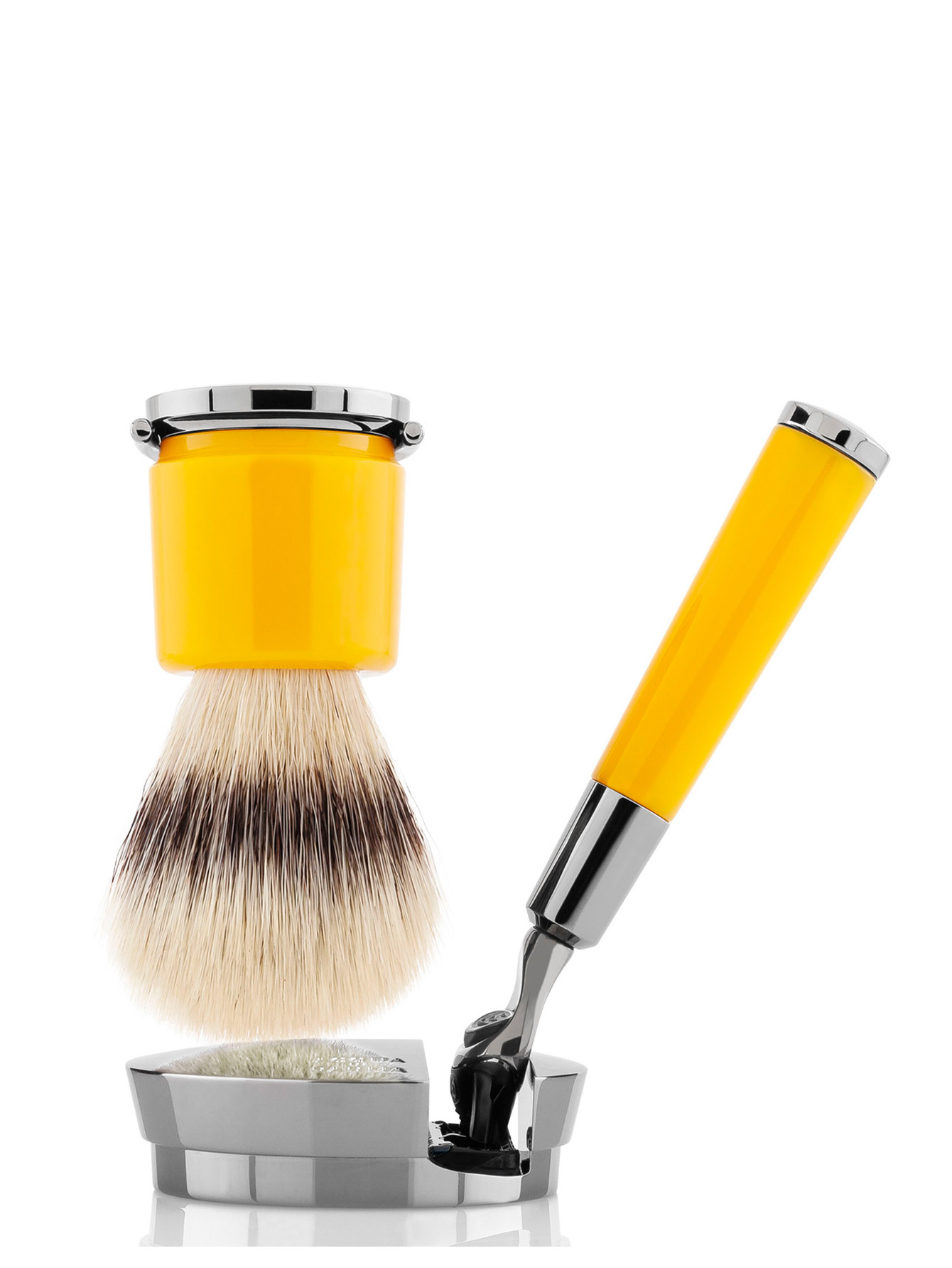Станок и помазок для бритья желтый Barbiere - Общий вид